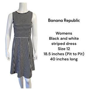 Banana Republic Black and White Striped Midi Dress